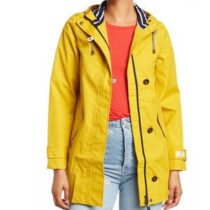 Joules Right As Rain Waterproof Hooded Rain Jacket In Antique Gold